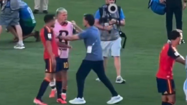 Roberto Ayala undskylder for et skub mod Dani Olmo i VM-finalen, 