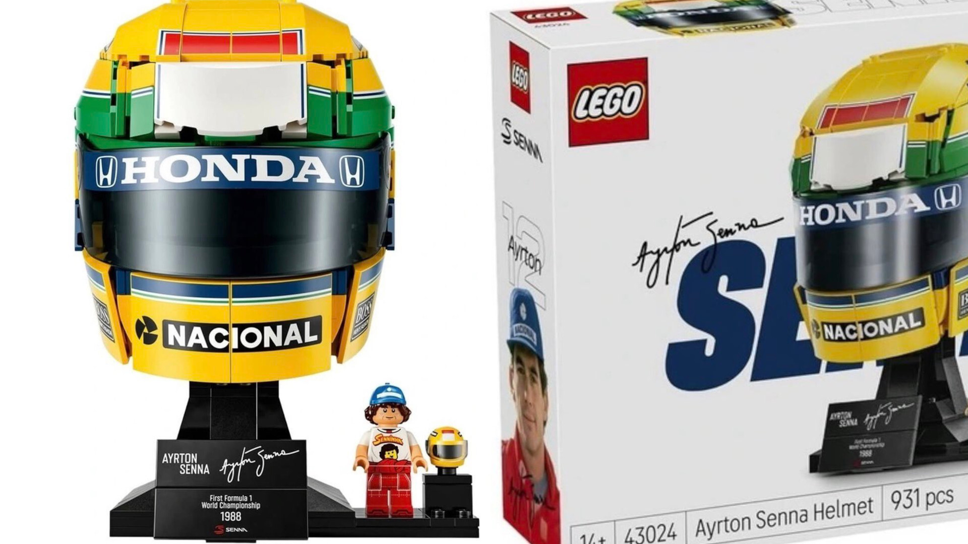 Første billeder af det næste LEGO F1-sæt: Ayrton Sennas ikoniske gule hjelm med Honda-McLaren