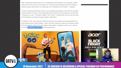 GRTV News - Ed Sheeran is delivering a special Pokémon Go guest performance